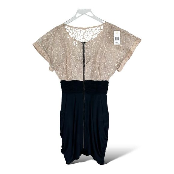 Frock Tracy Reese Dress Short Sleeve Sheer Top Cocktail Dress Black Silk Skirt 4 - Picture 1 of 16